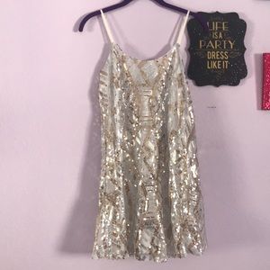 Short gold/silver sequin dress